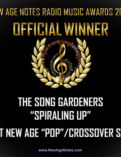 March 15, 2026 - The Song Gardeners' song, "Spiraling Up," written by Mary Gospe, David Scheibner and Wendy von Oech won Best New Age "Pop" / Crossover Song in the New Age Notes Radio Music Awards 2026. The recording was produced, mixed and mastered by David Scheibner.